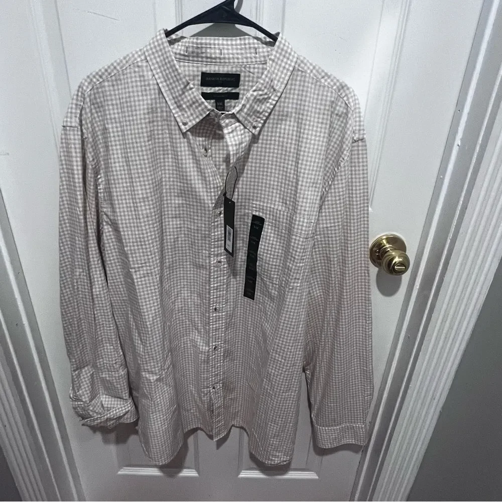 NWT Banana Republic men's button down collar long sleeves shirt untucked fit xxl